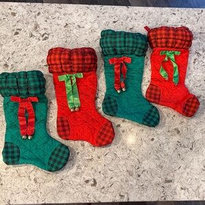 Festive Plaid Christmas Stockings Set